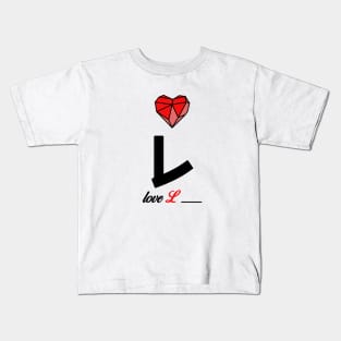 Initial love letter L for valentine Kids T-Shirt